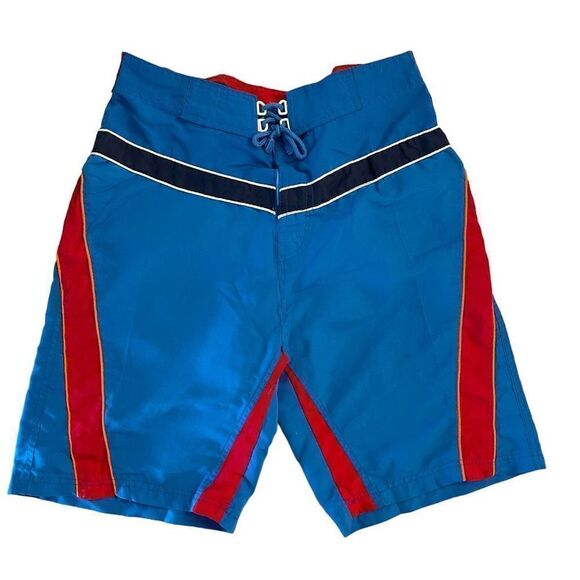 Quiksilver Mens Supreme Board Shorts Blue Red Polyester Size 32 - Picture 1 of 7